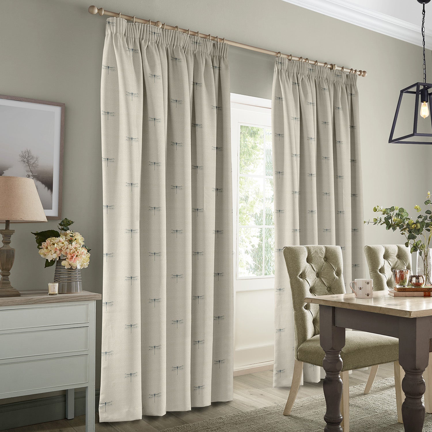 Dragonfly Teal Linen Look Made to Measure Curtains