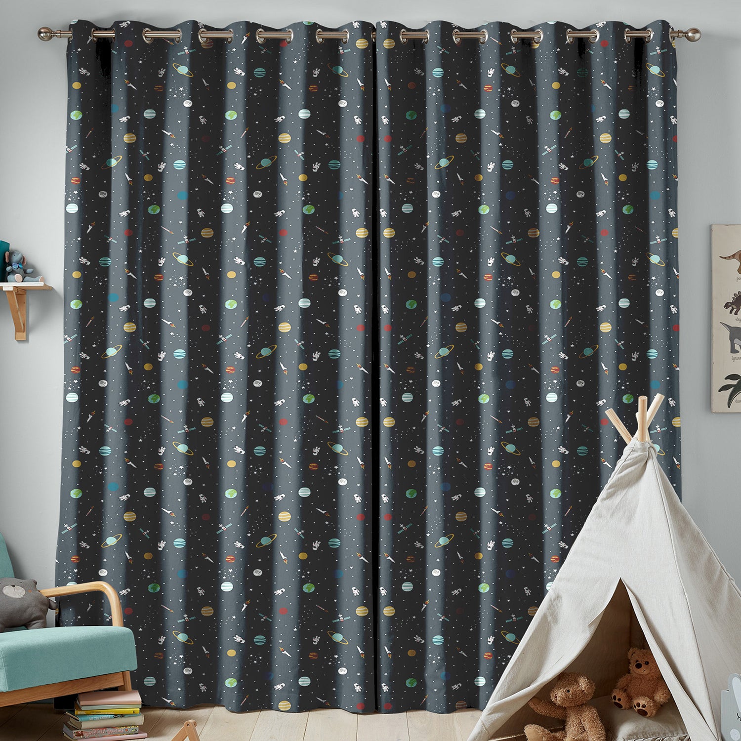 Space Teal Made to Measure Curtains