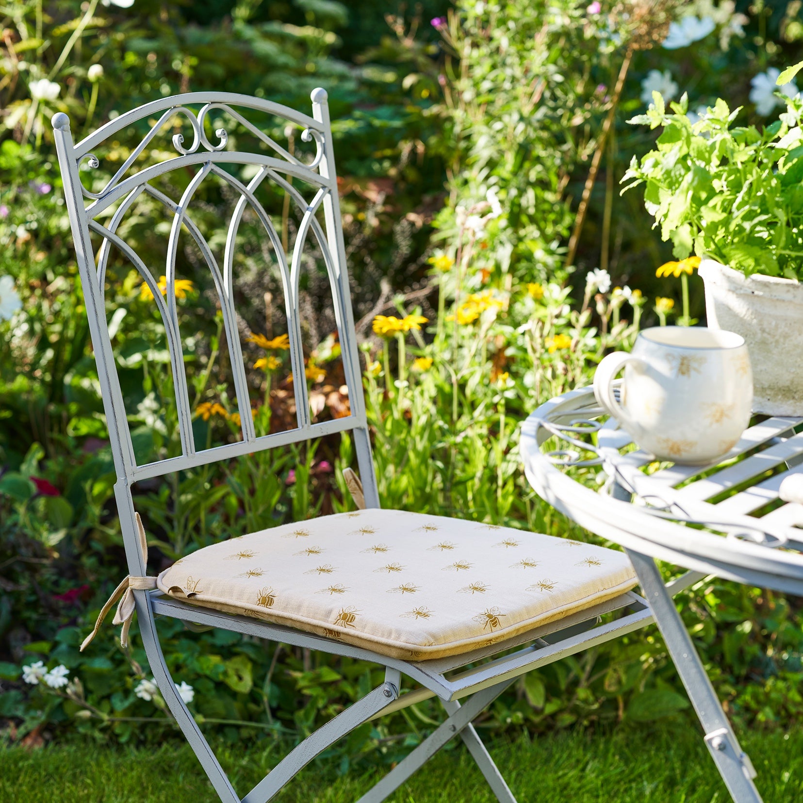 Bees Linen Seat Cushion by Sophie Allport