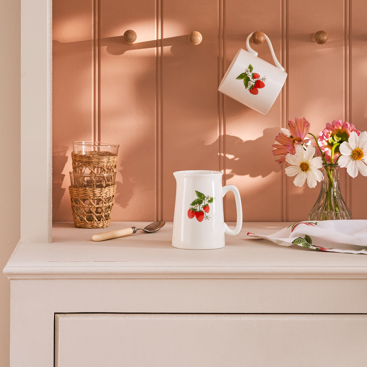 Strawberries Solo White Jug - Small by Sophie Allport