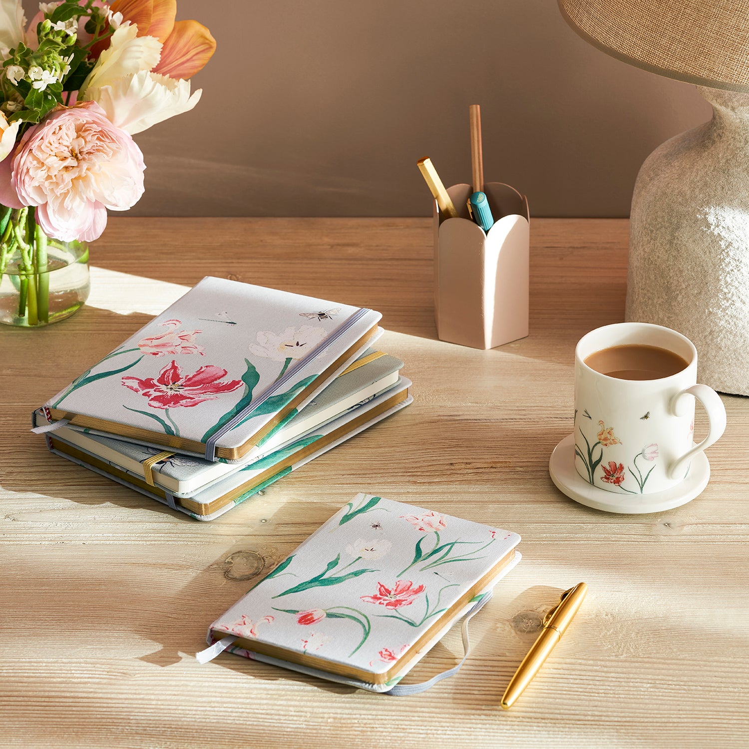 Tufted Notebook Tulips A5 Fabric Notebook by Sophie Allport