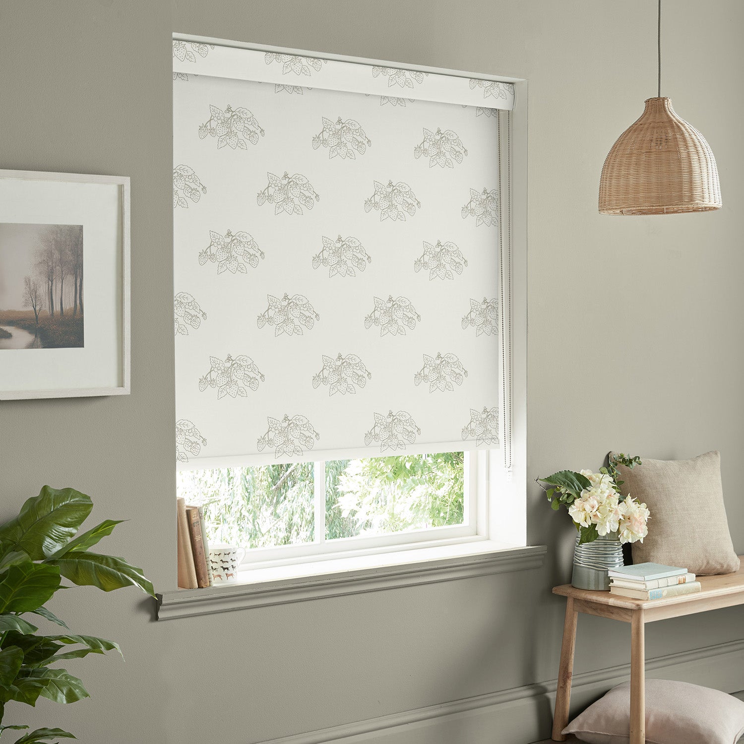 Strawberries Sage Made to Measure Roller Blind