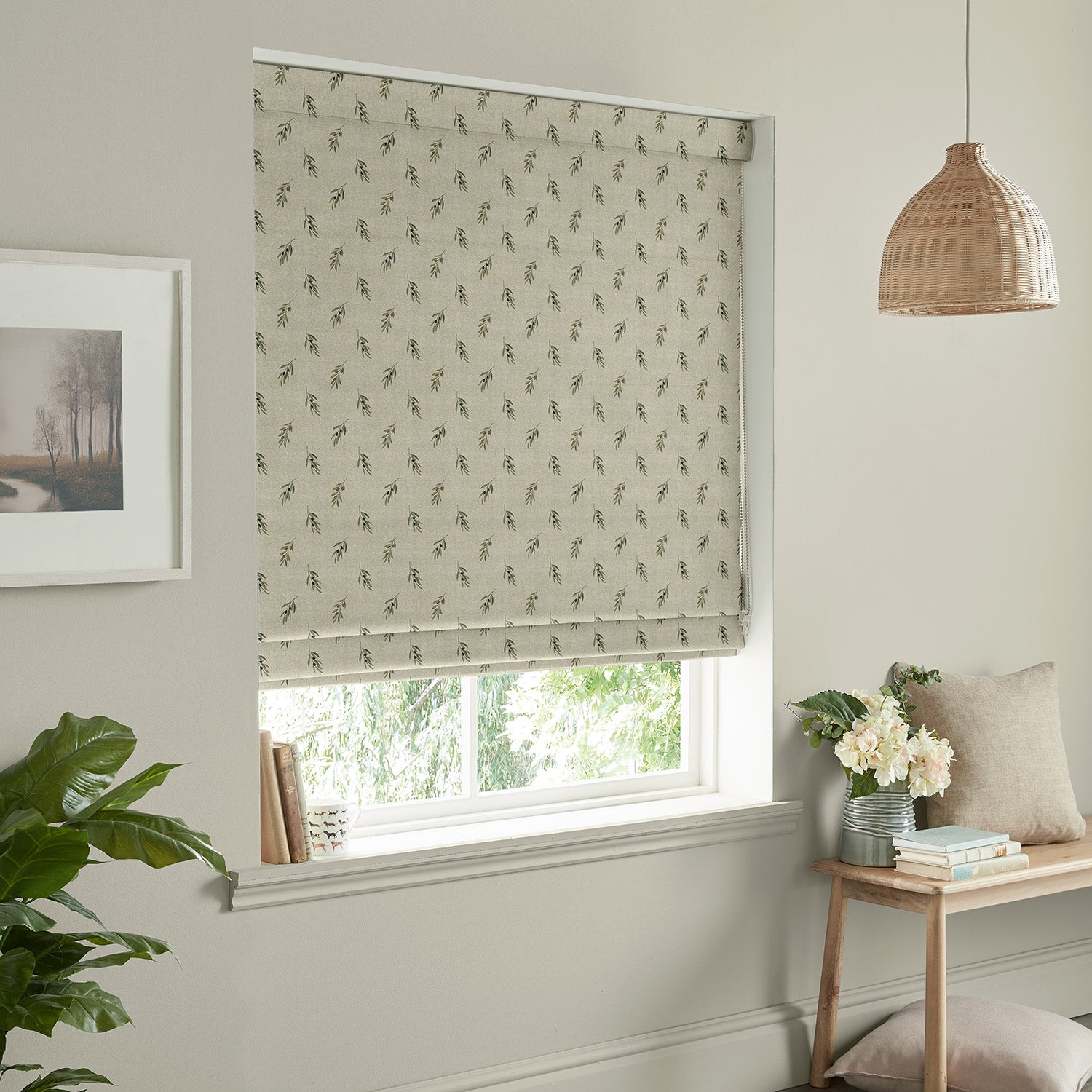 Olive Linen Look Made to Measure Roman Blind