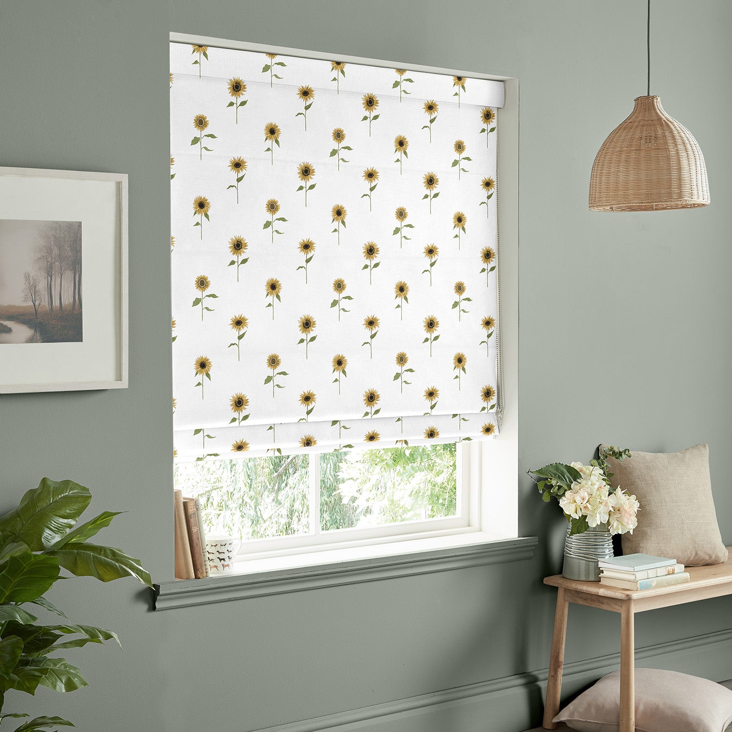 Sunflower White Made to Measure Roman Blind