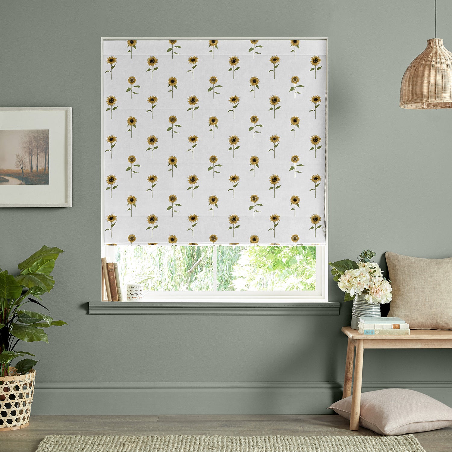 Sunflower White Made to Measure Roman Blind