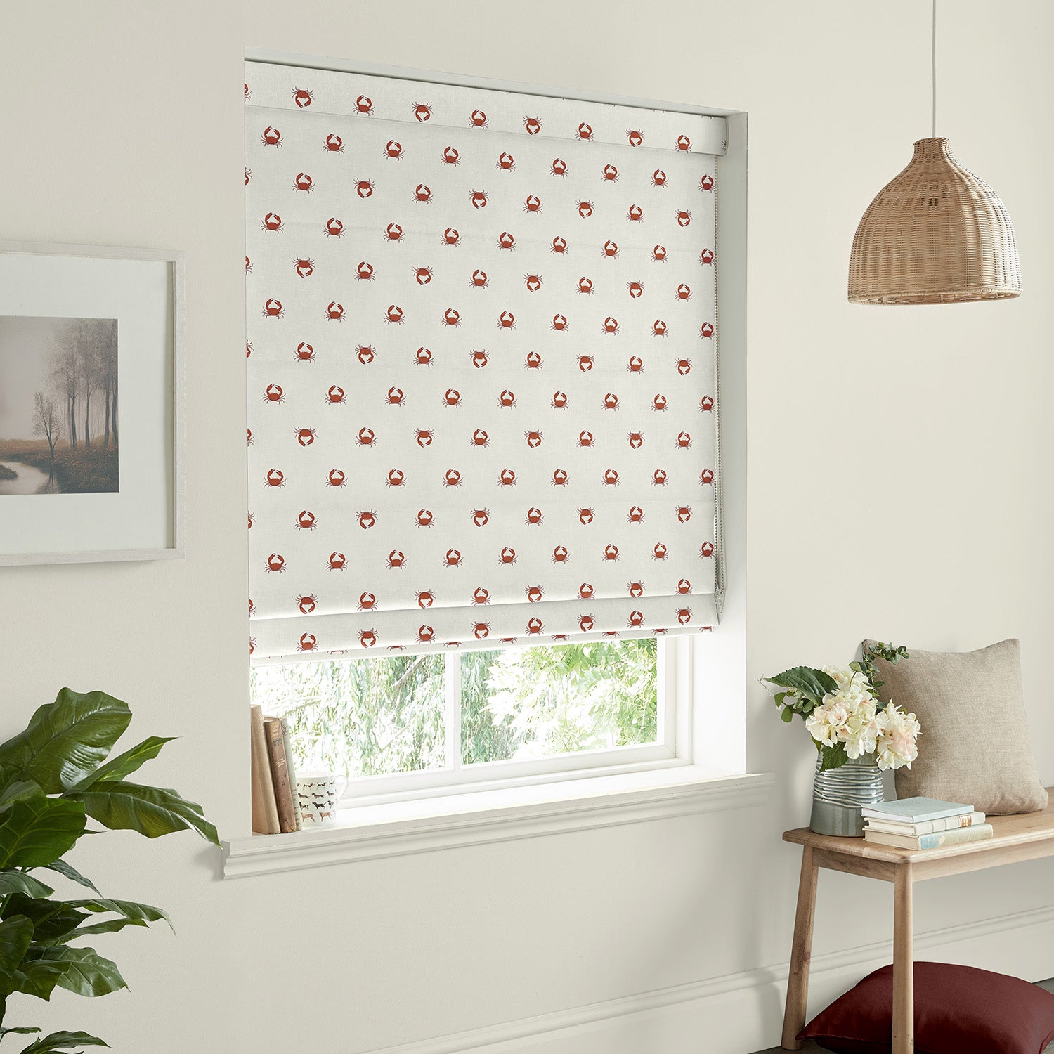 Crab White Made to Measure Roman Blind