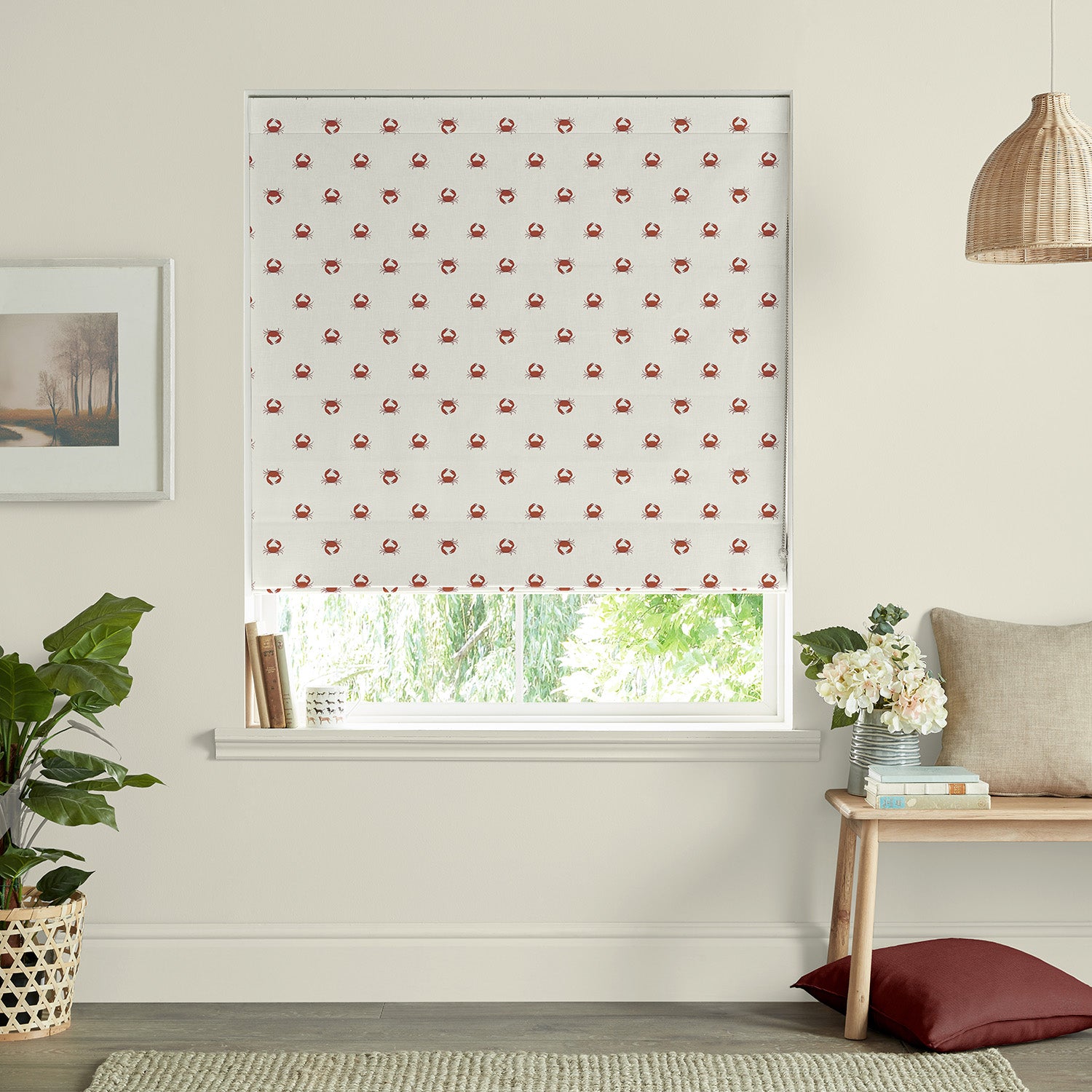 Crab White Made to Measure Roman Blind