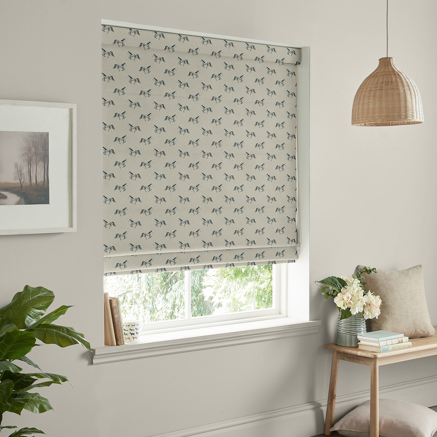 Grey Horse Made to Measure Roman Blind