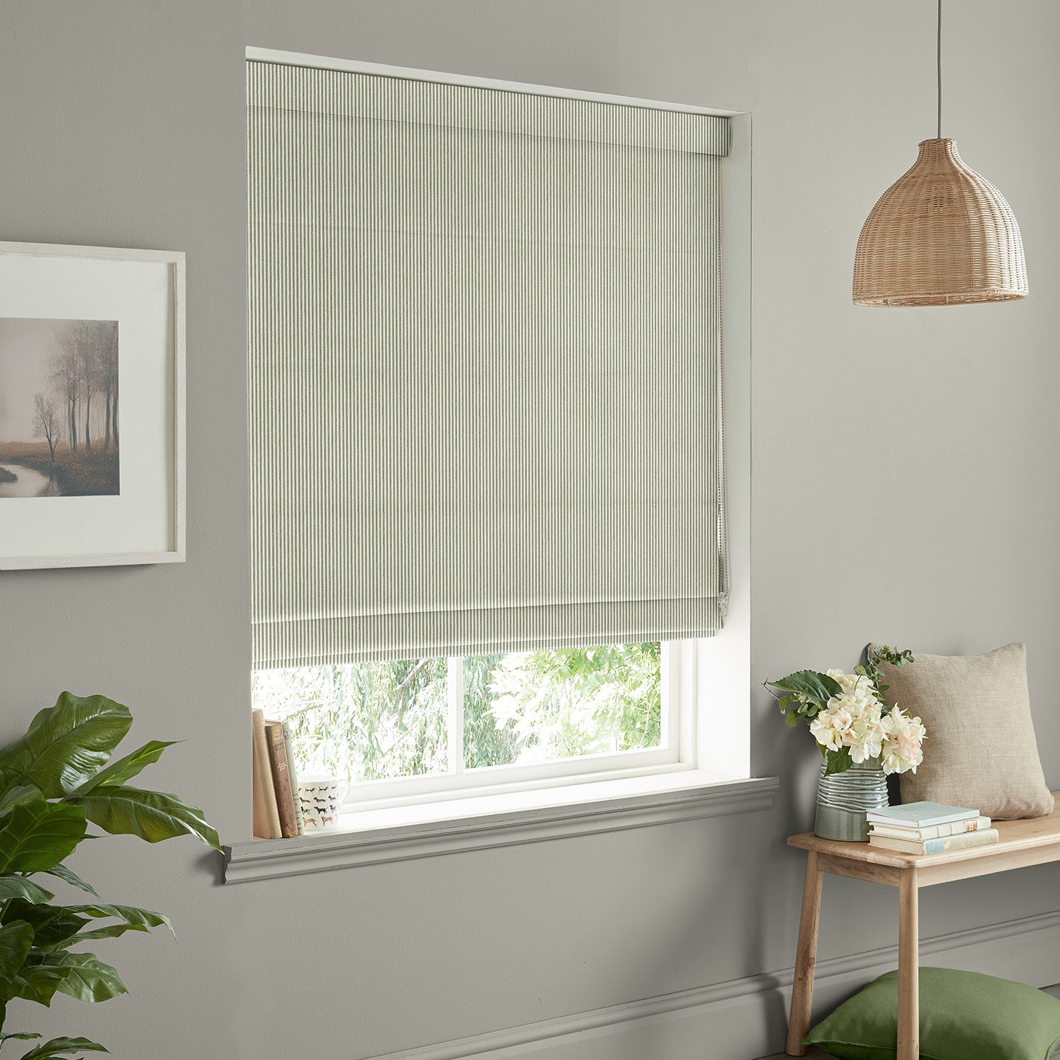 Stamford Stripe Sage Made to Measure Roman Blind