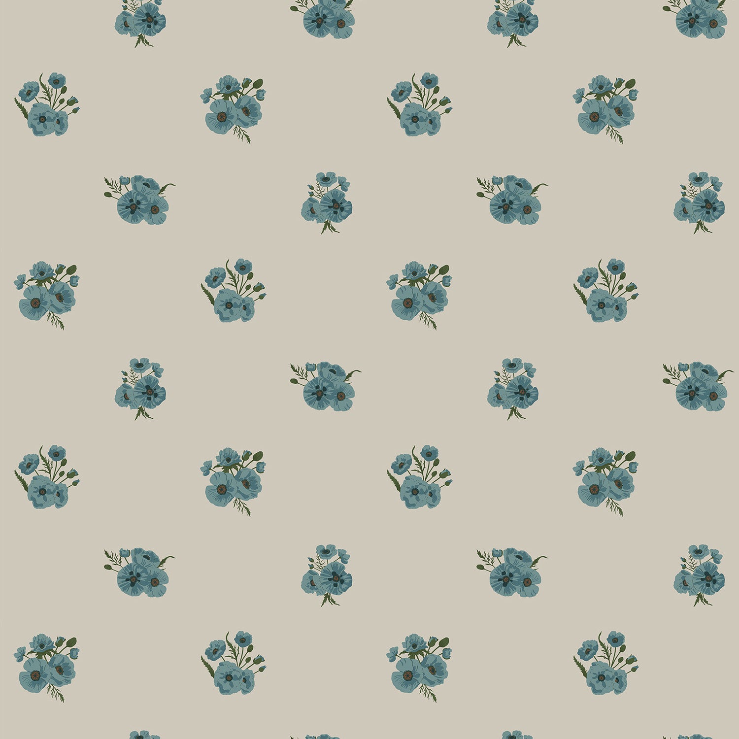 Poppies Blue Made to Measure Roman Blind
