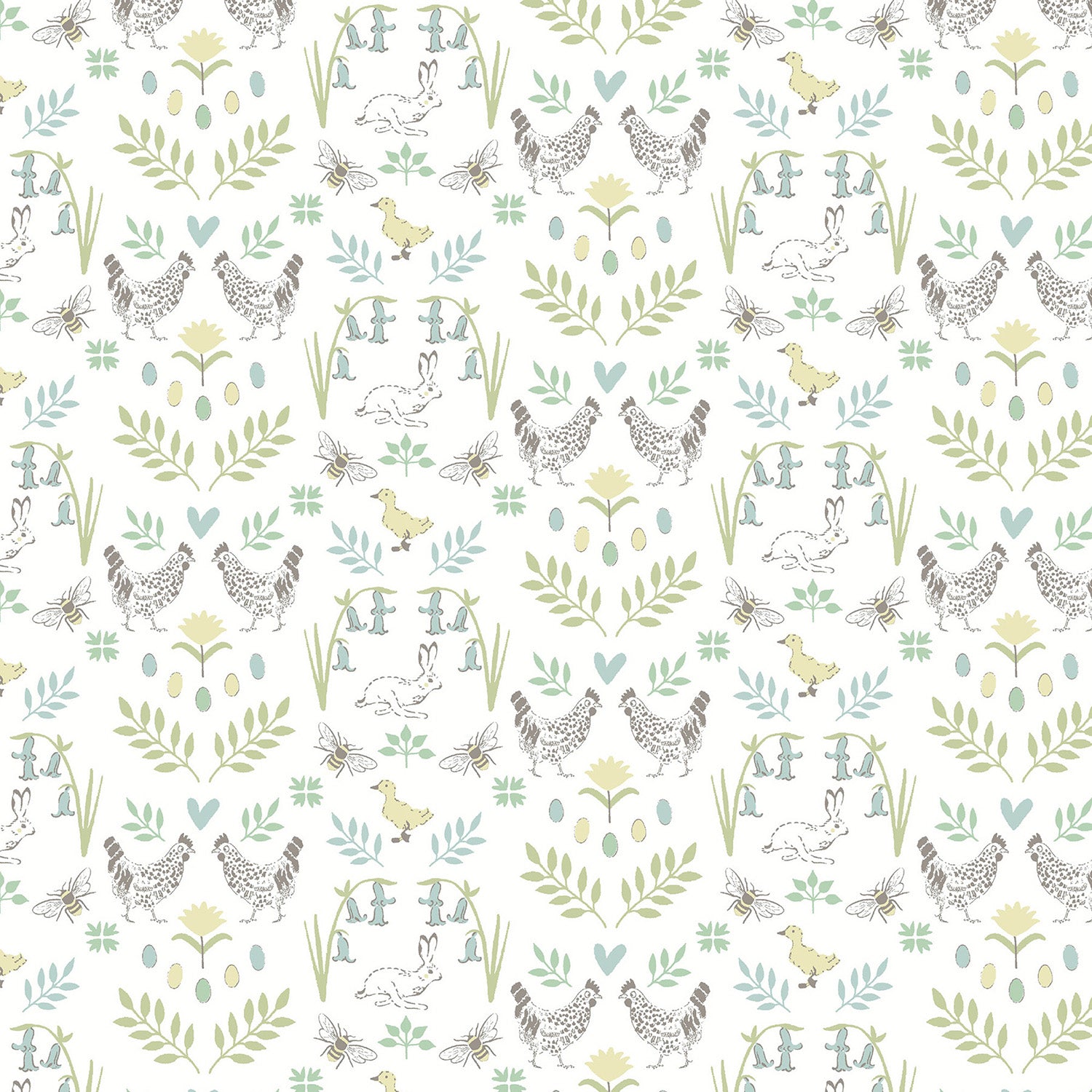 Spring Chicken White Made to Measure Curtains