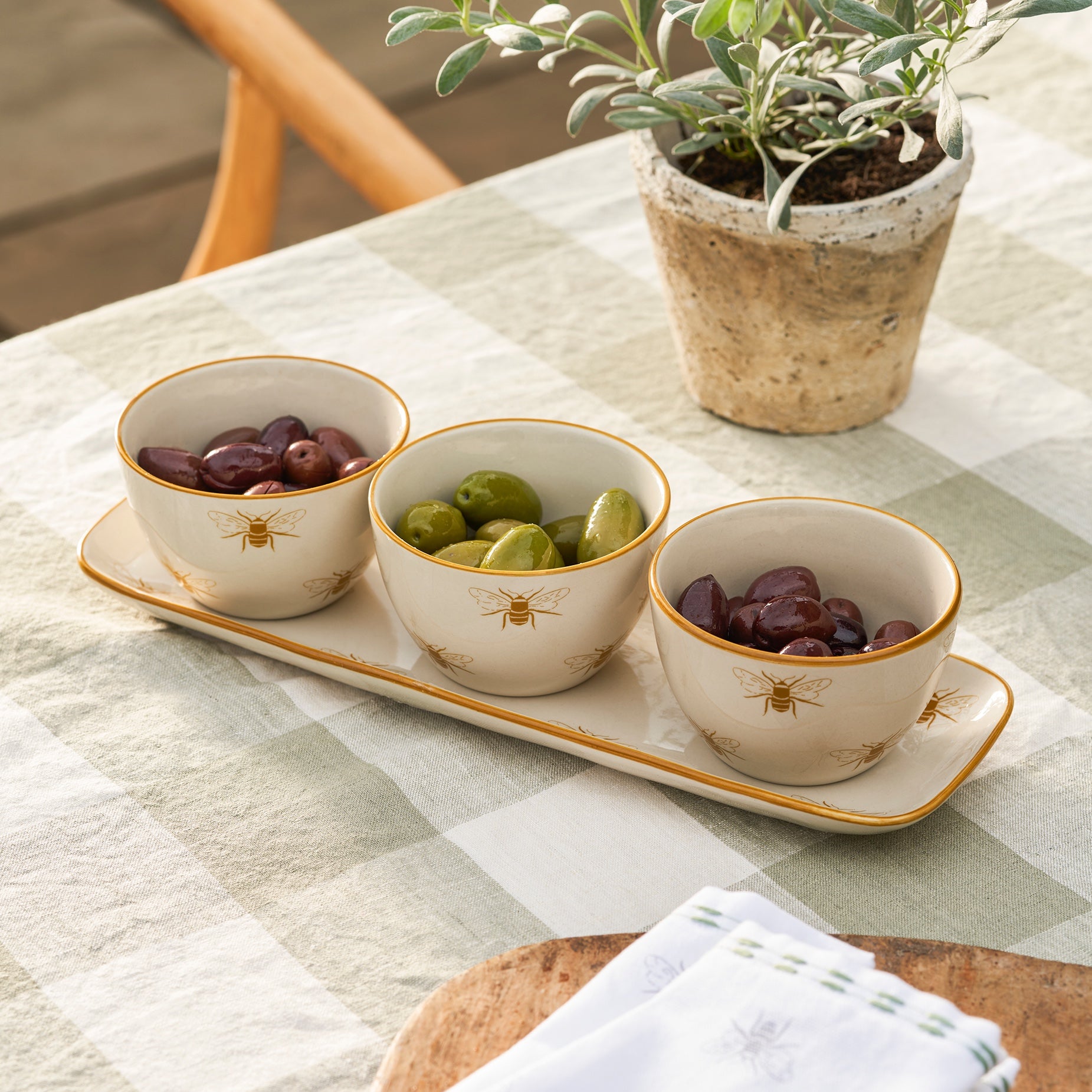 Bees Stoneware Nibbles Bowl (Set of 3) by Sophie Allport