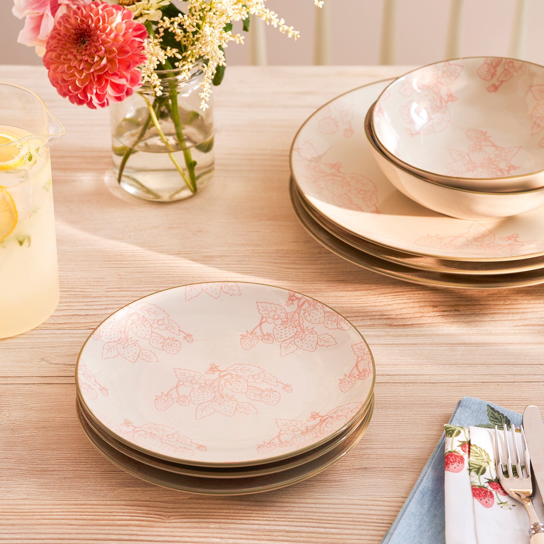 Strawberries Stoneware Side Plate by Sophie Allport
