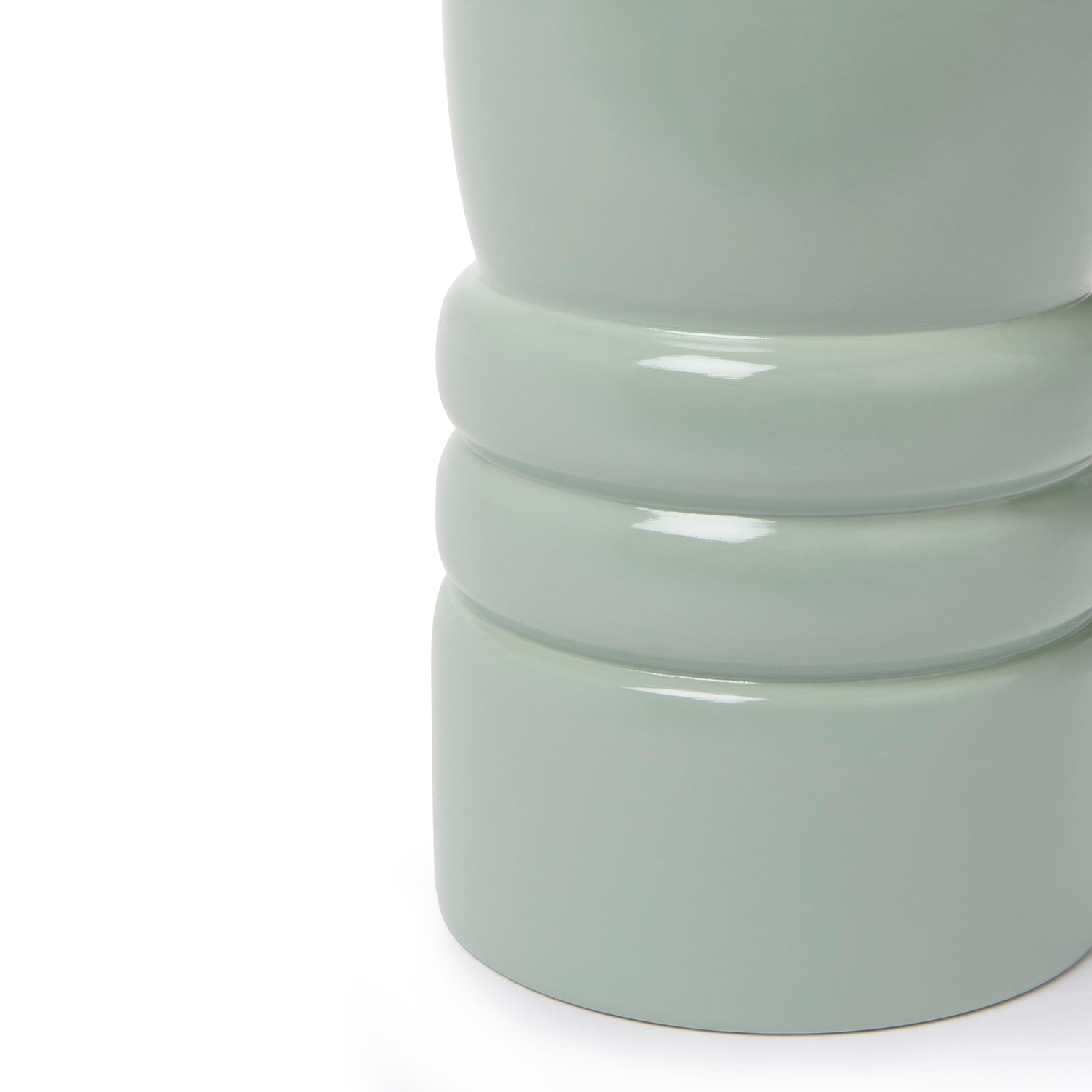 Green salt and pepper mills by Sophie Allport base detail