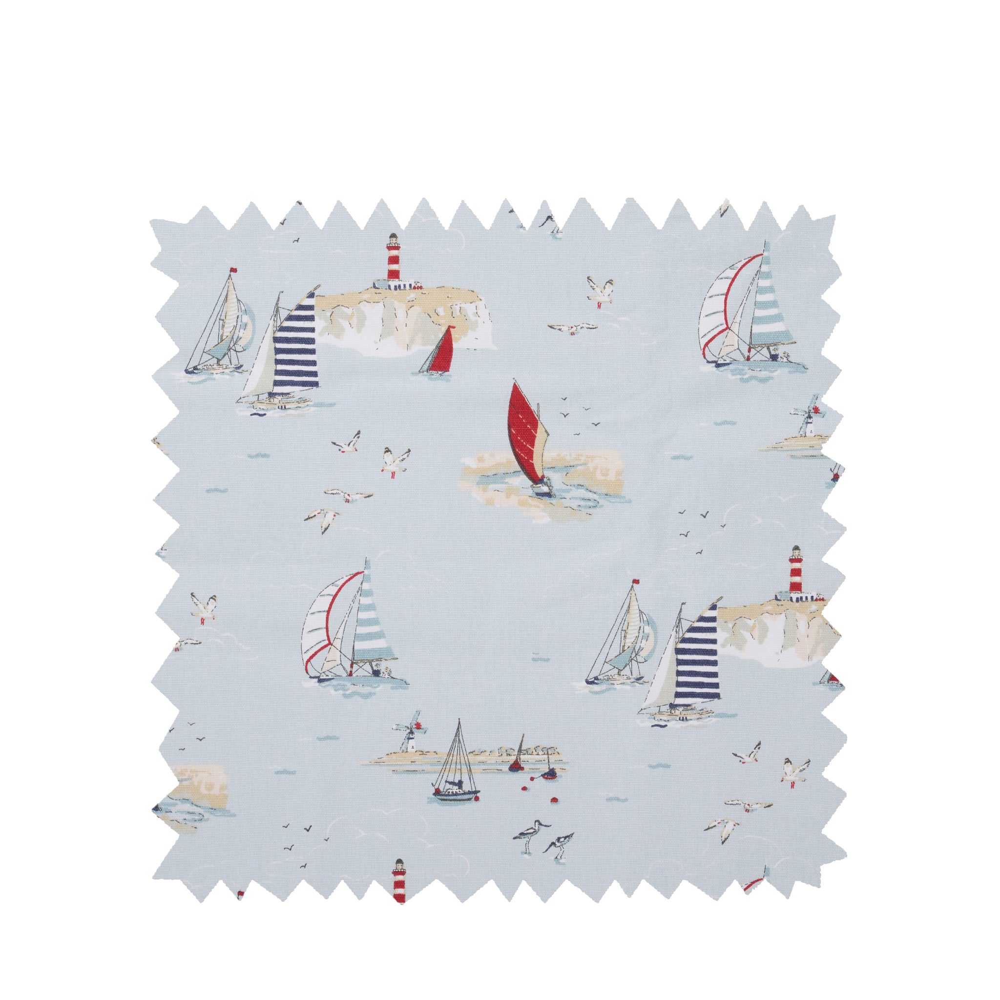 Coastal Boats Fabric Sample