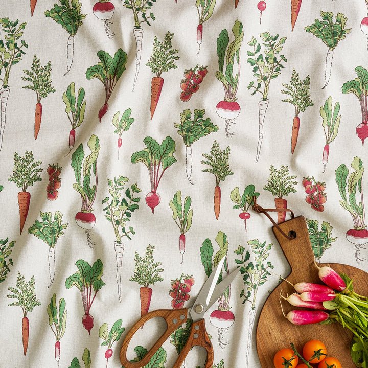 Garden vegetables printed fabric by Sophie Allport