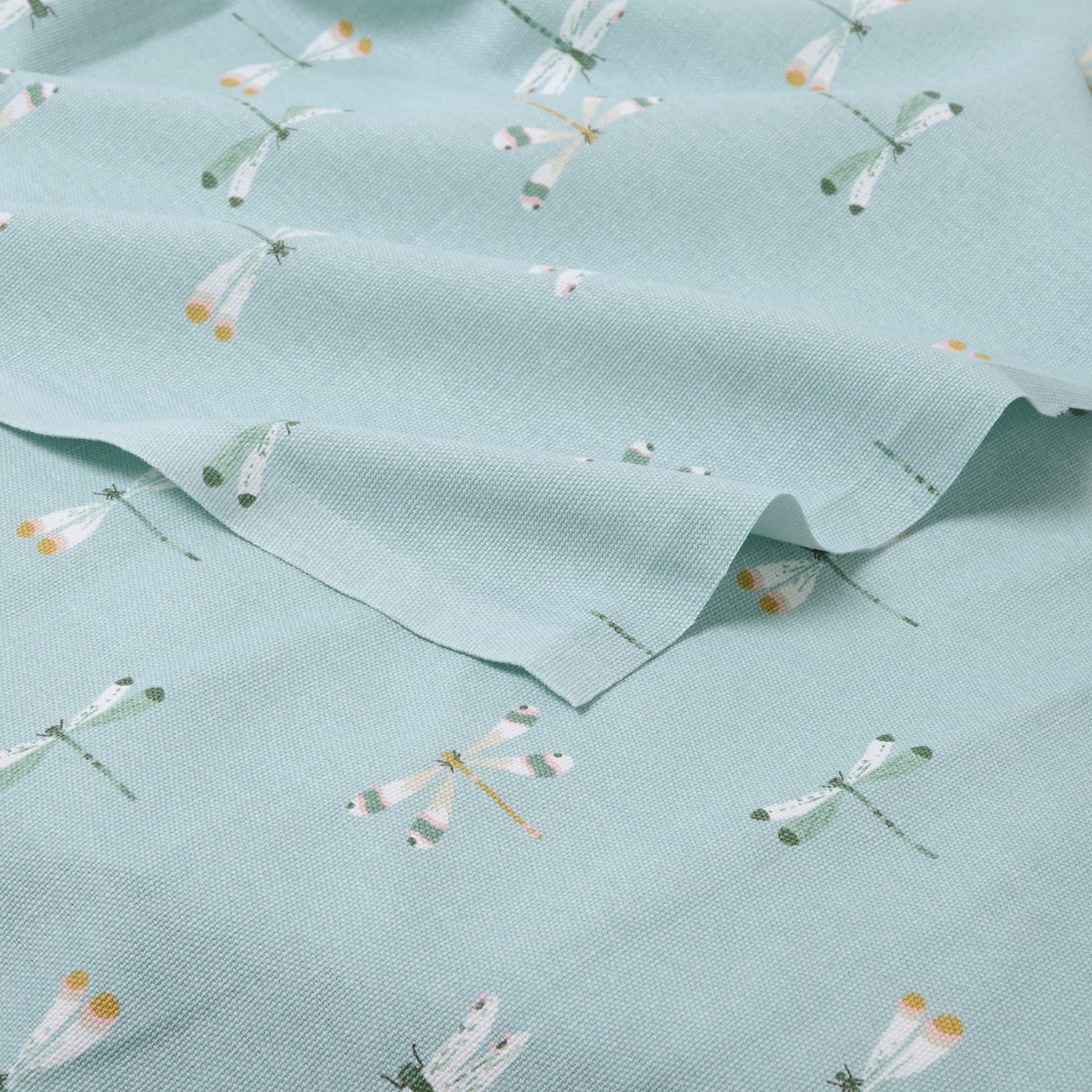 Blue dragonfly printed fabric by Sophie Allport detail
