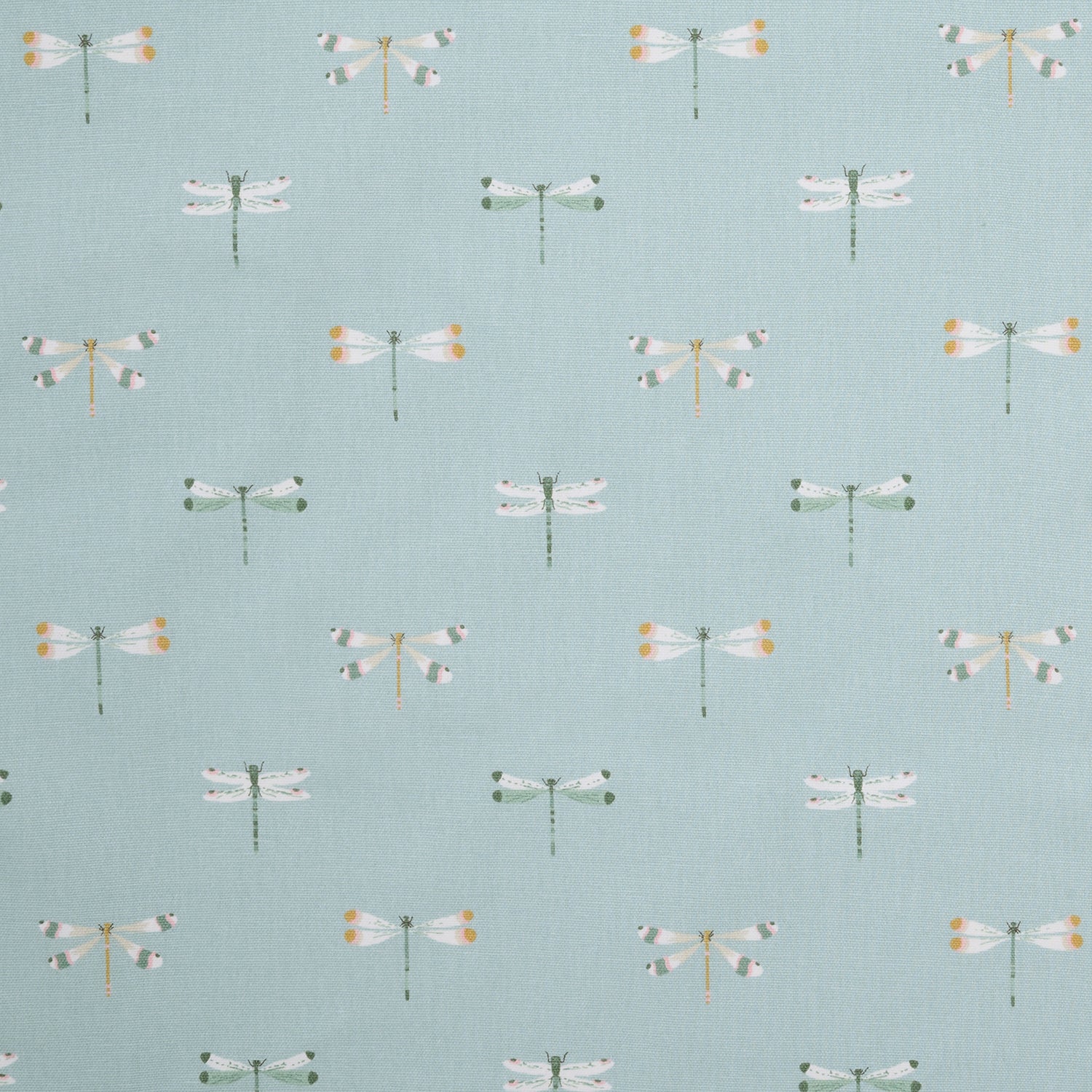 Blue dragonfly printed fabric swatch by Sophie Allport