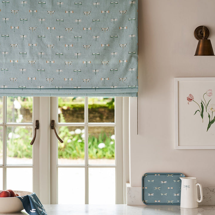 Blue dragonfly printed fabric by Sophie Allport
