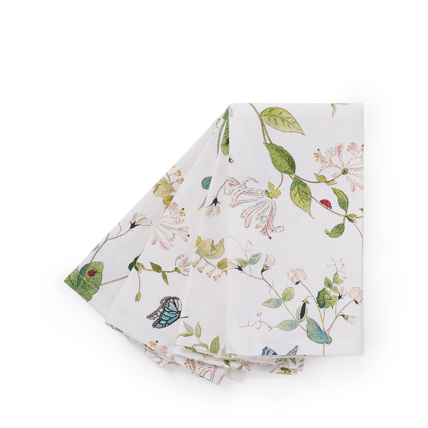 White napkins with floral print by Sophie Allport front