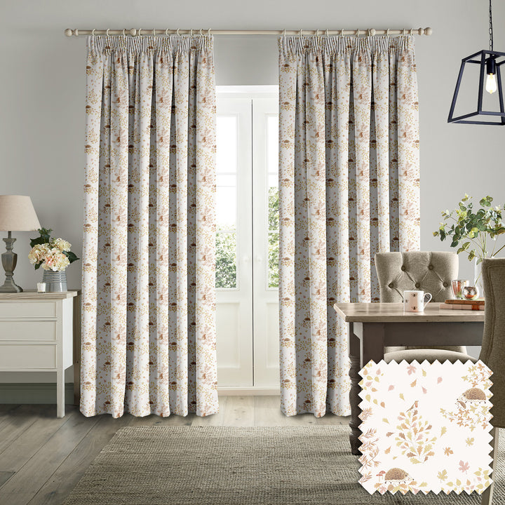 Woodland Friends Off White Made to Measure Curtains by Sophie Allport