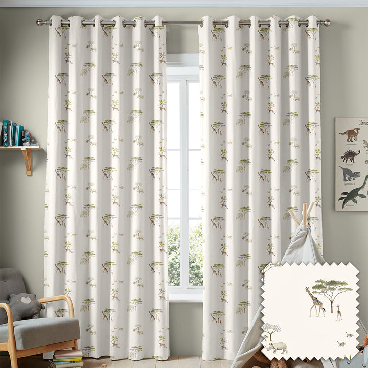 Wild Savannah Off White Made to Measure Curtains by Sophie Allport