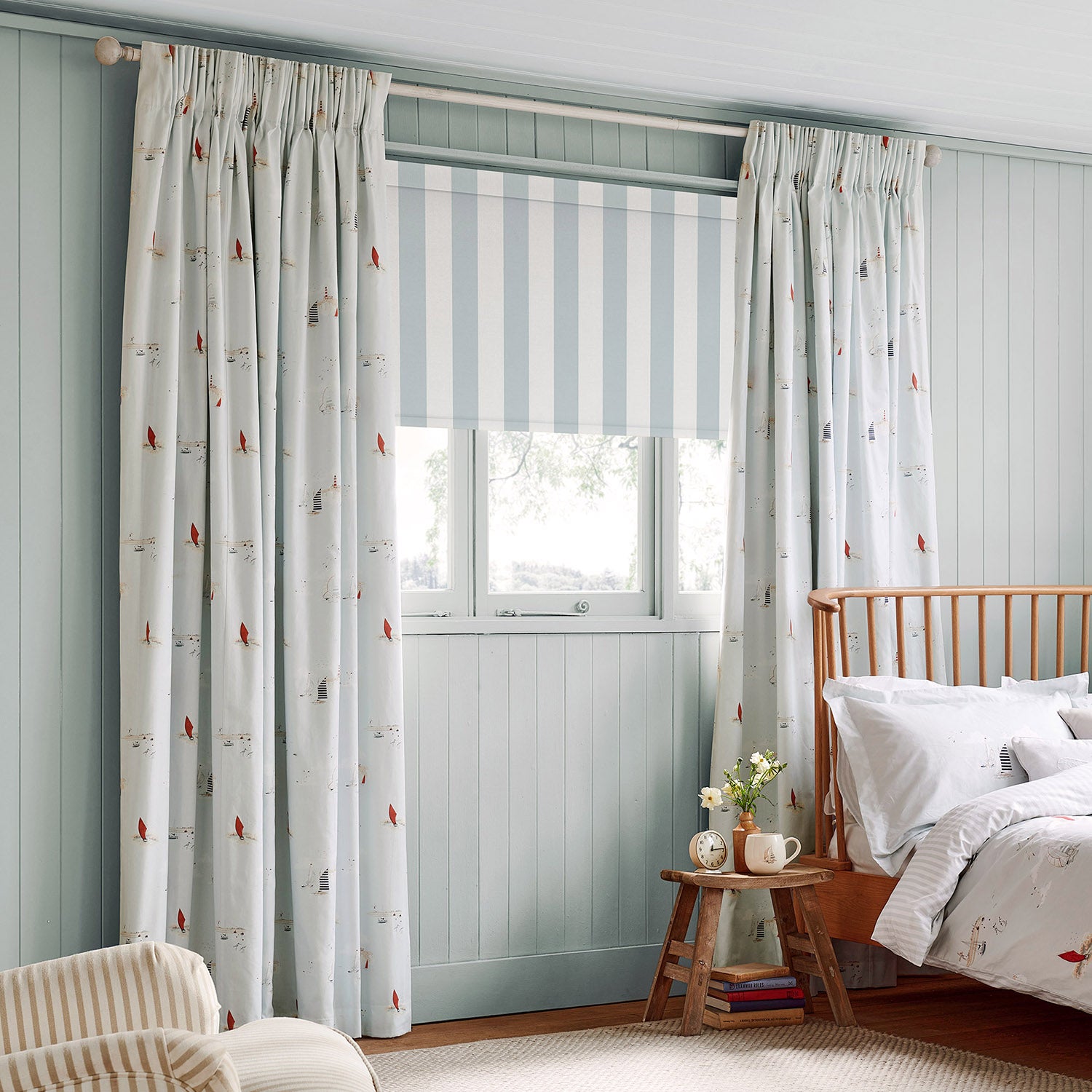 Coastal Boats Blue Made to Measure Curtains