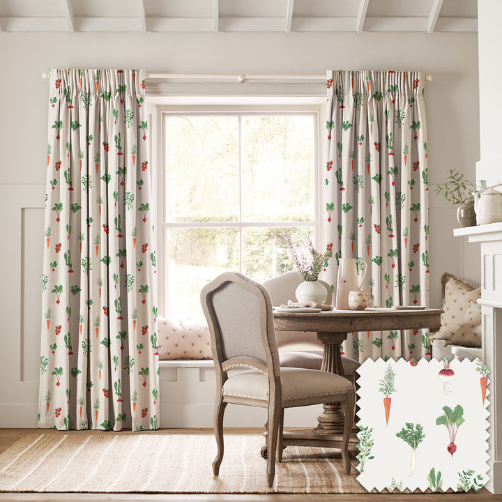 Garden Vegetables Cream Made to Measure Curtains