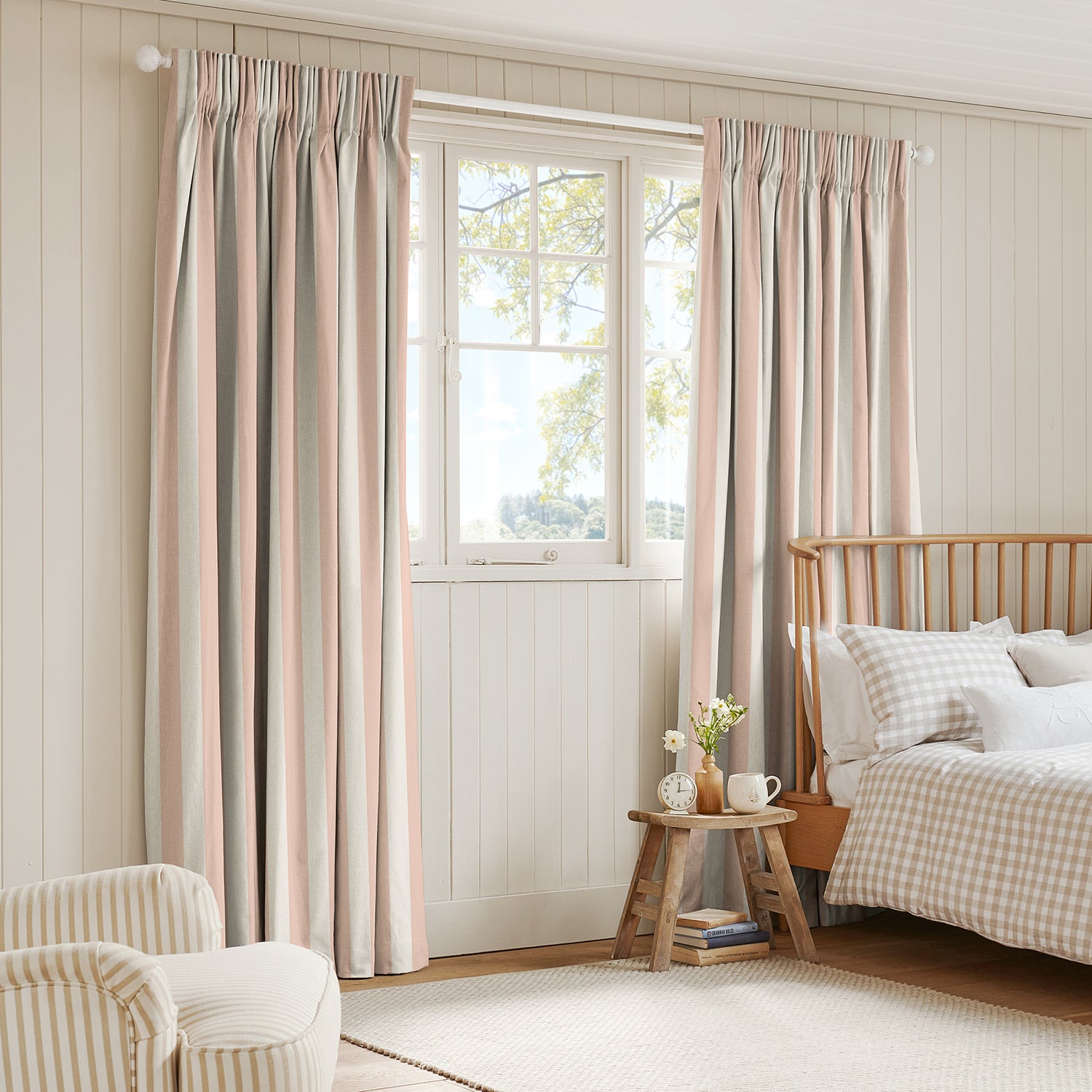 Witham Pink Stripe Made to Measure Curtains