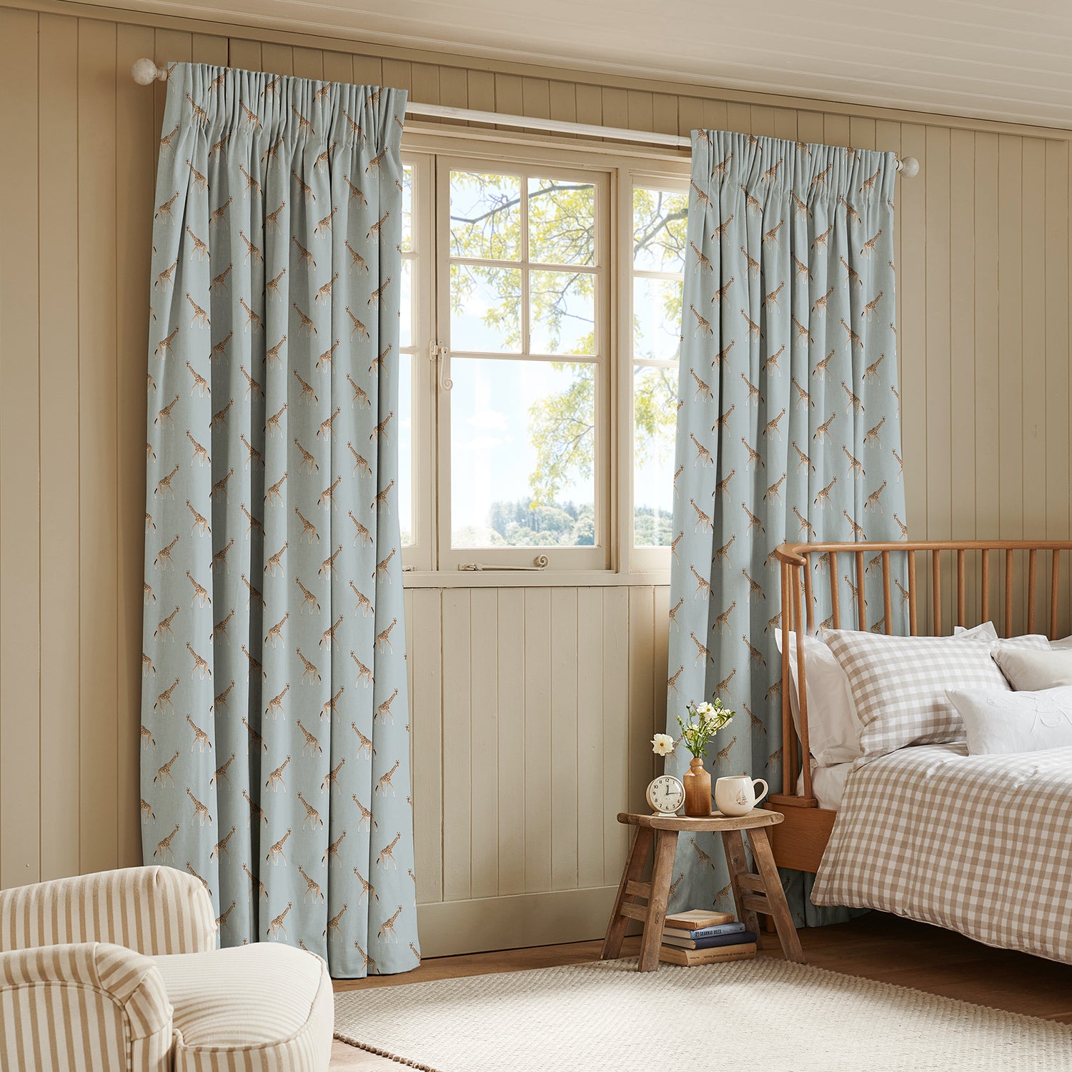 Giraffe Duck Egg Made to Measure Curtains