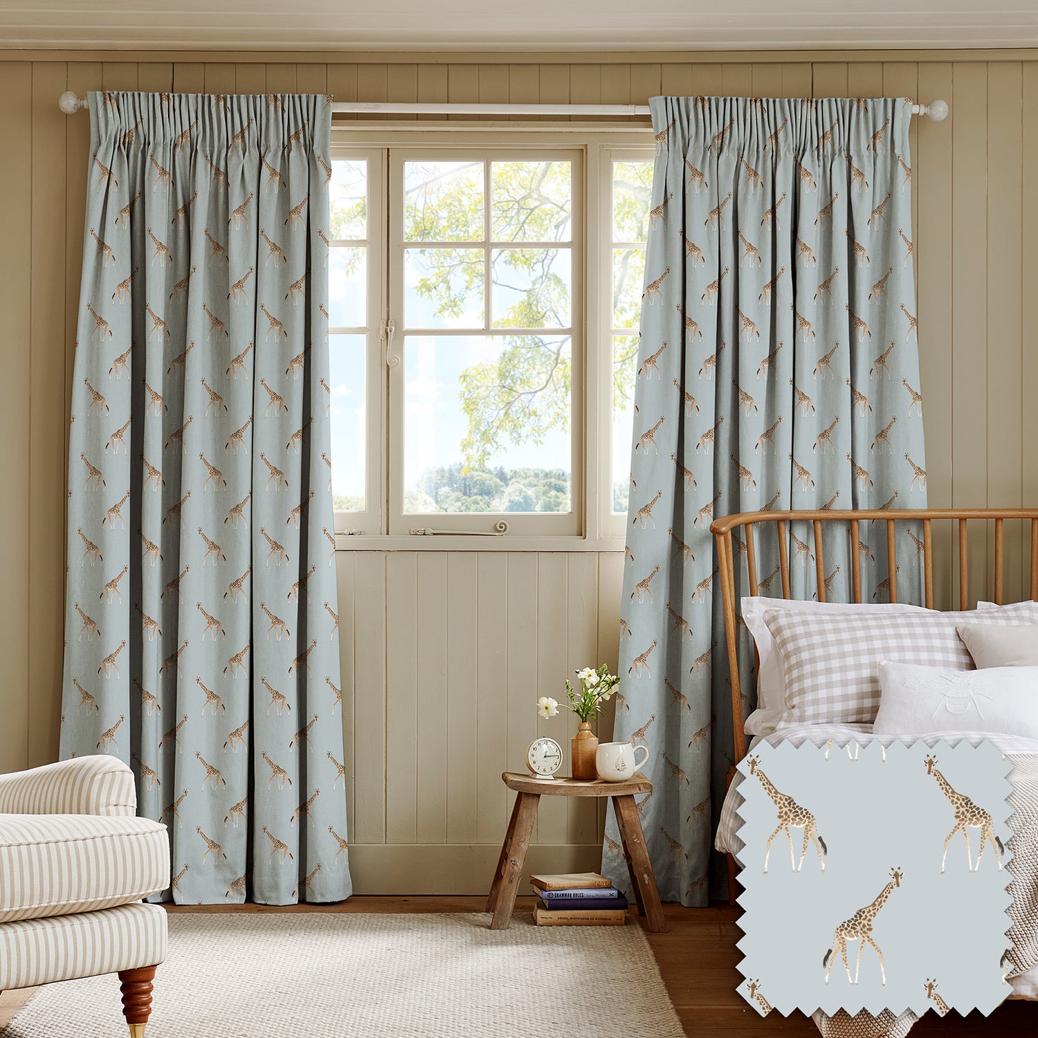 Giraffe Duck Egg Made to Measure Curtains