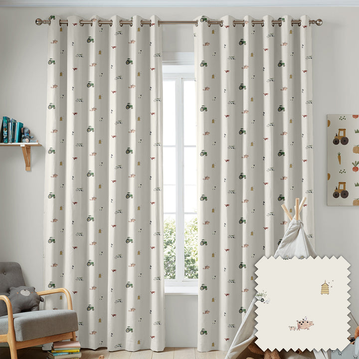 On The Farm Neutral Made to Measure Curtains by Sophie Allport