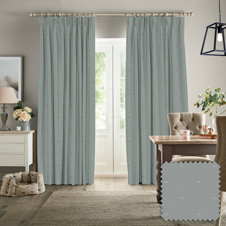 Hare Teal Blue Made to Measure Curtains