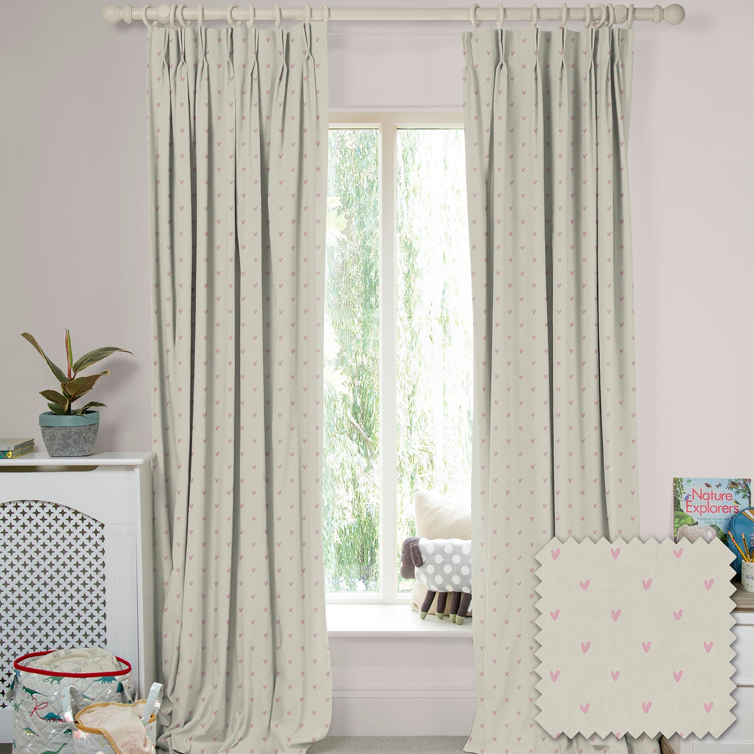 Hearts Blush Made to Measure Curtains
