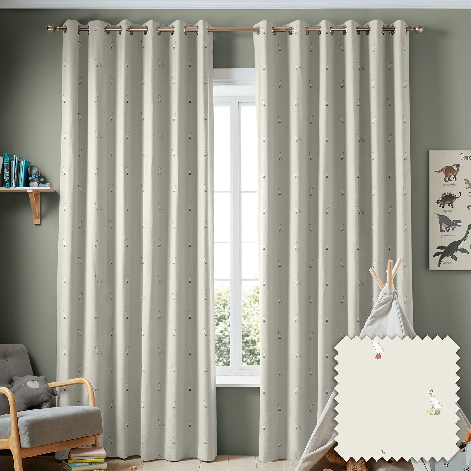 Runner Duck Neutral Made to Measure Curtains by Sophie Allport