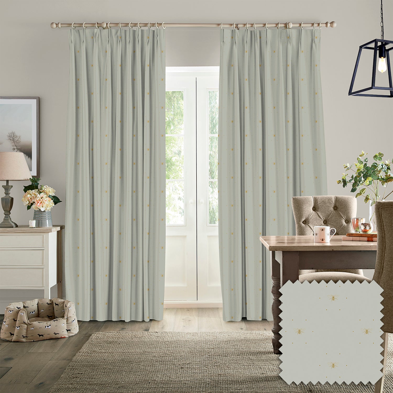 Bees Ochre Made to Measure Curtains