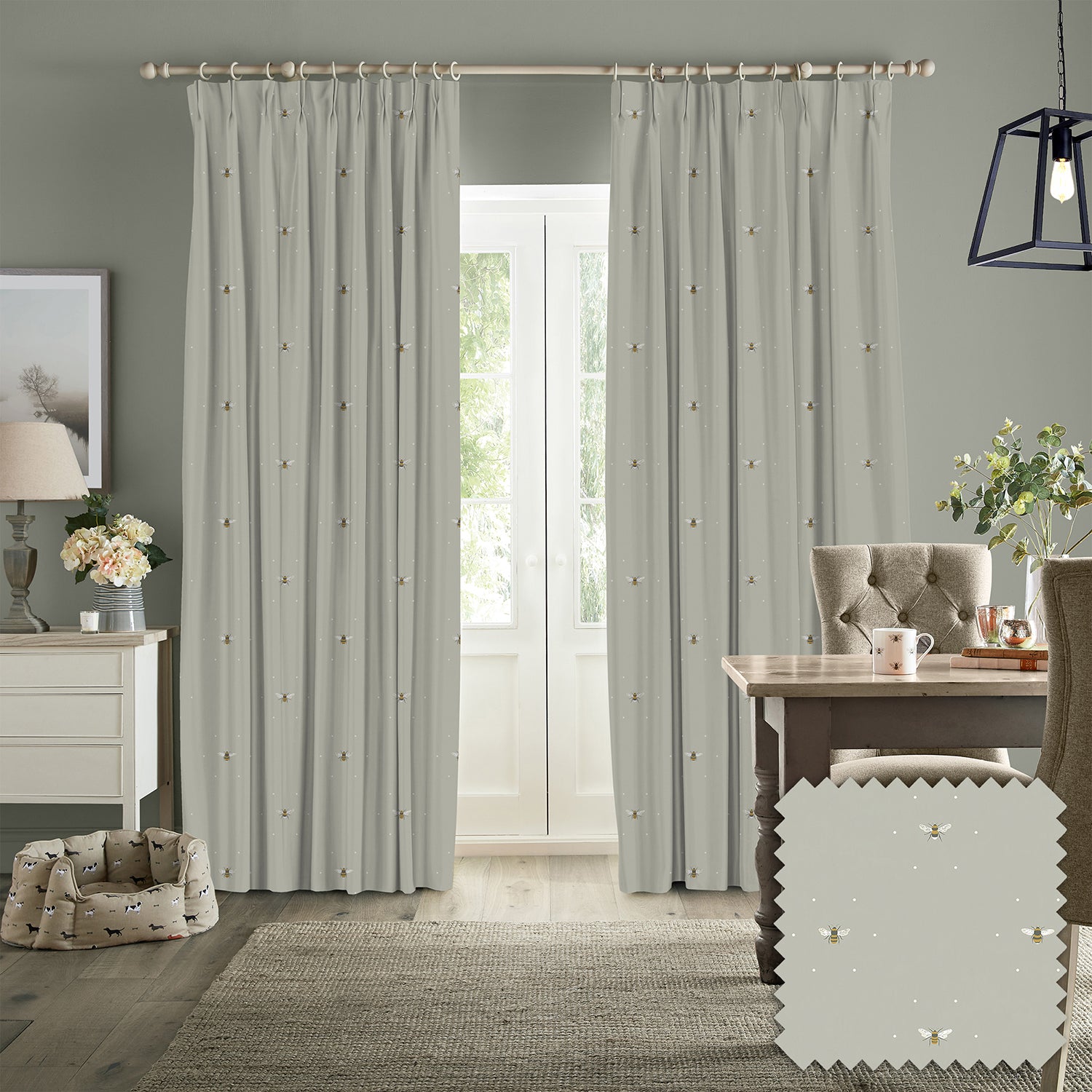 Bees Soft Linen Made to Measure Curtains