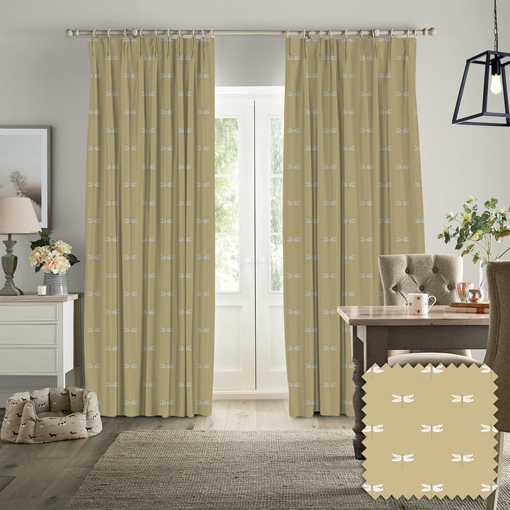 Dragonfly Deep Mustard Made to Measure Curtains