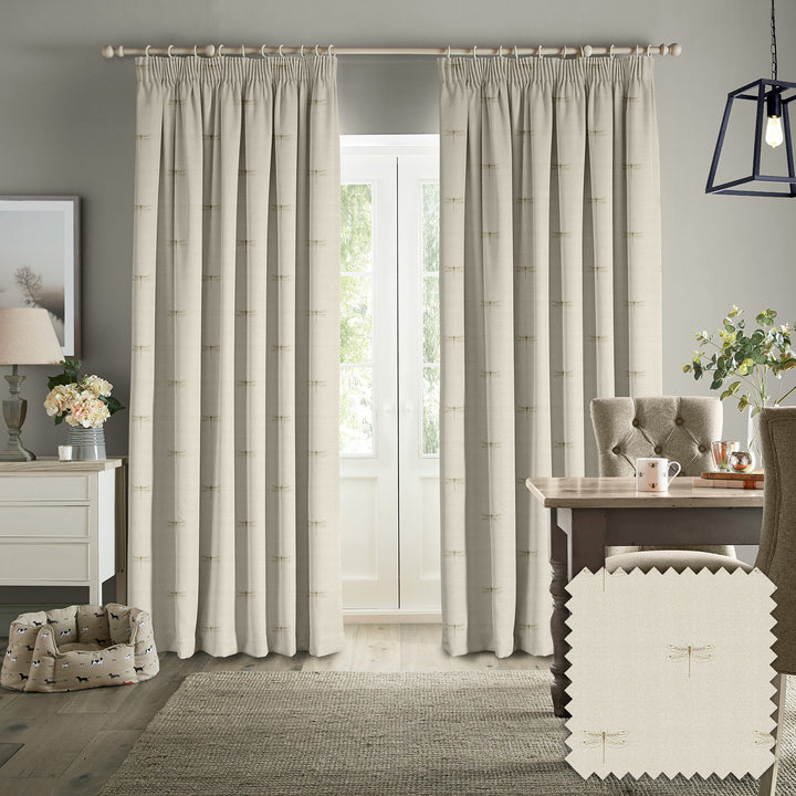 Dragonfly Gold Linen Made to Measure Curtains by Sophie Allport