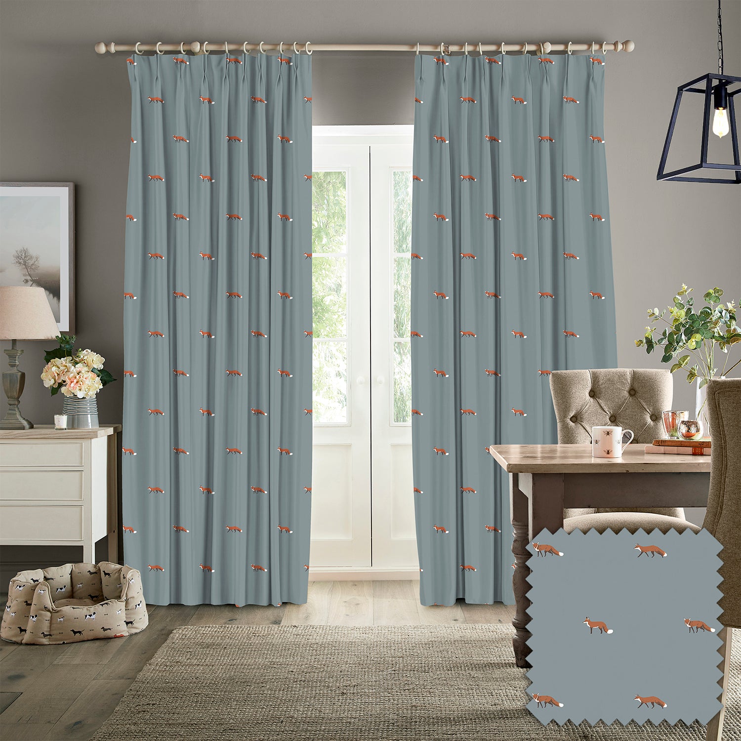 Foxes Teal Made to Measure Curtains