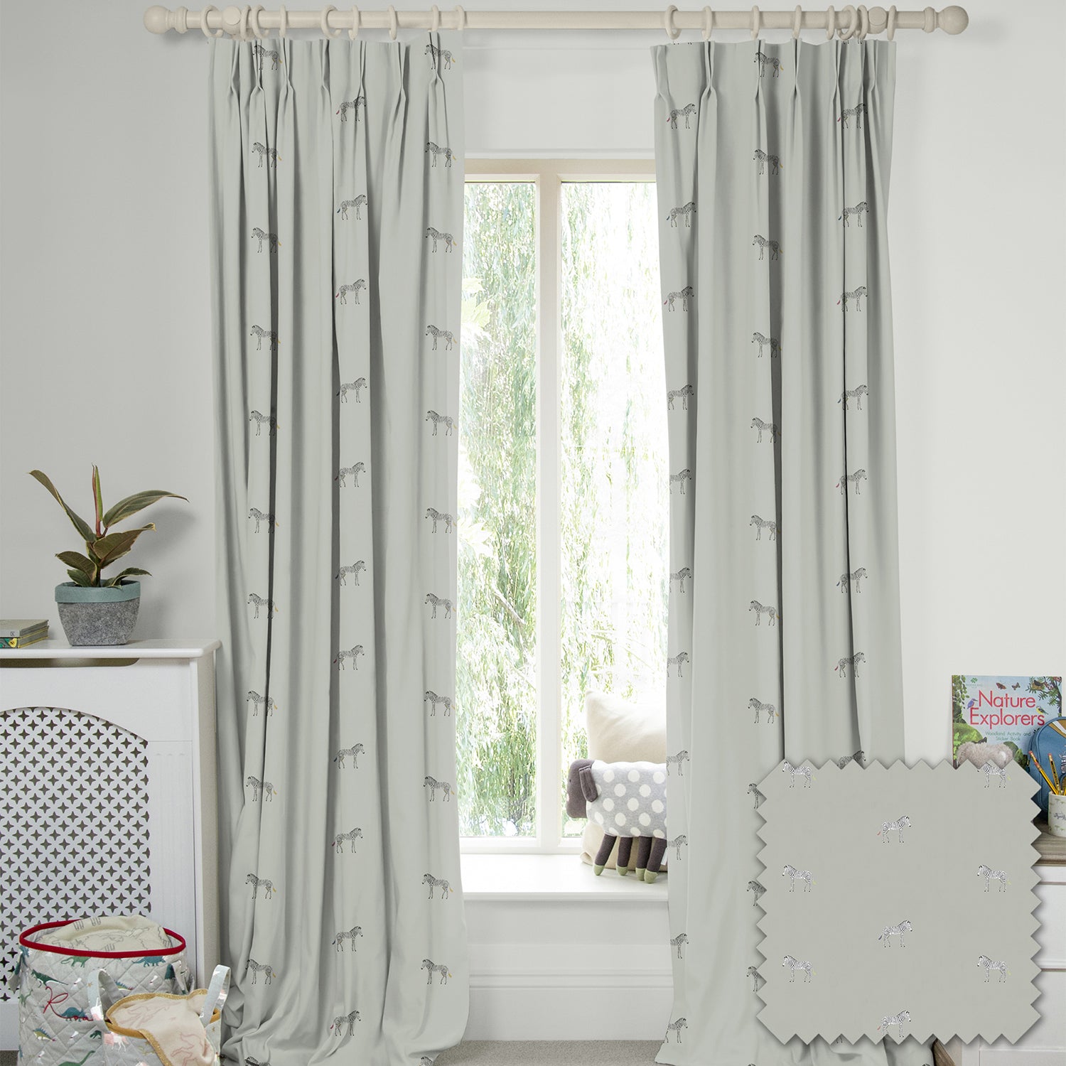 Zebra Sage Grey Made to Measure Curtains