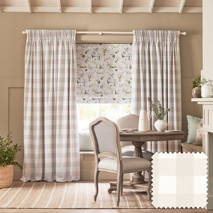 Off White Gingham Made to Measure Curtains