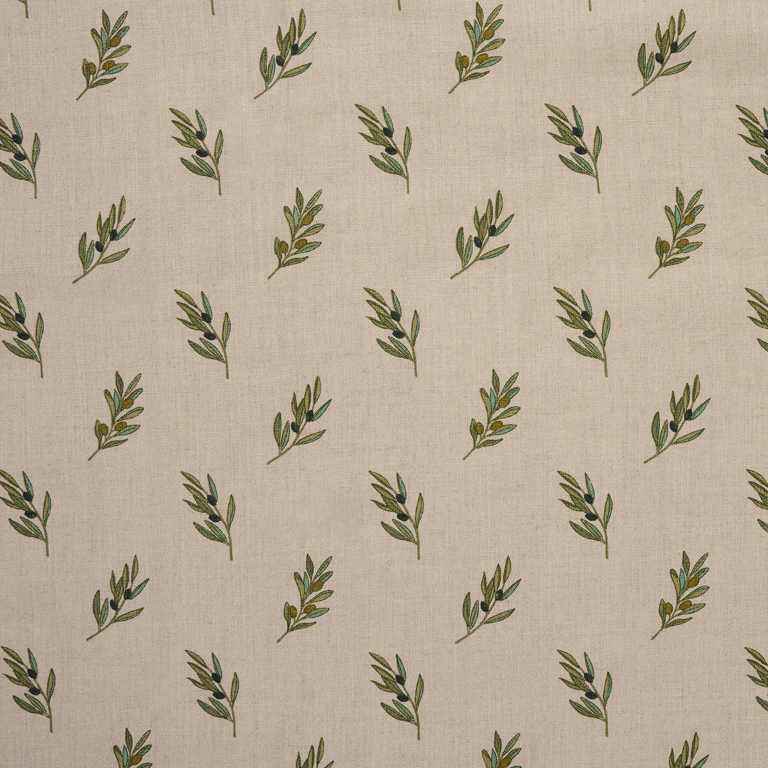 Olive printed linen fabric swatch by Sophie Allport