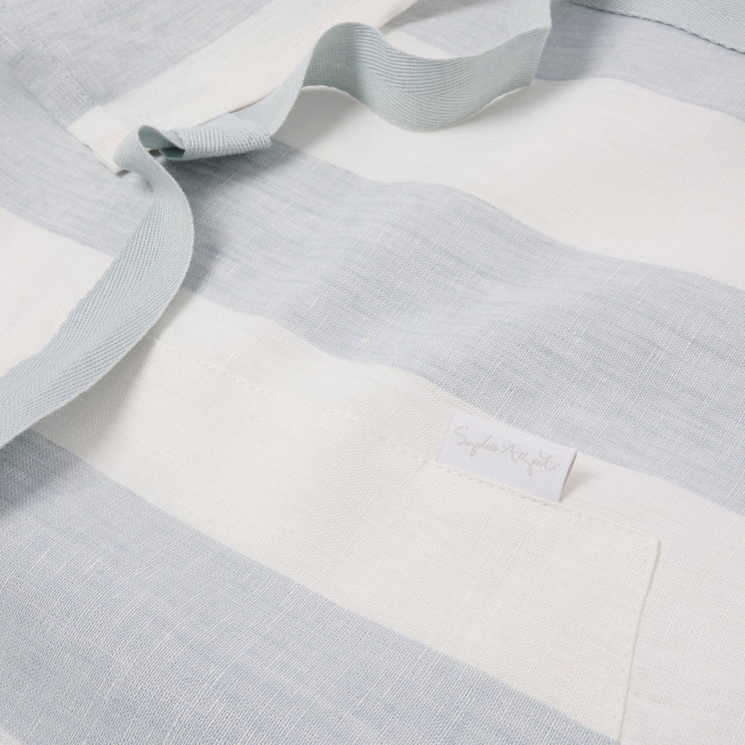 Blue and white striped adult apron by Sophie Allport detail