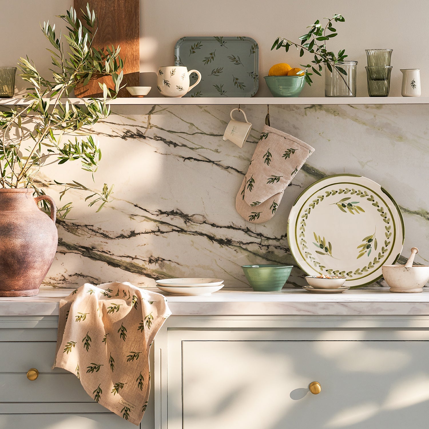 Olive print kitchenware collection by Sophie Allport