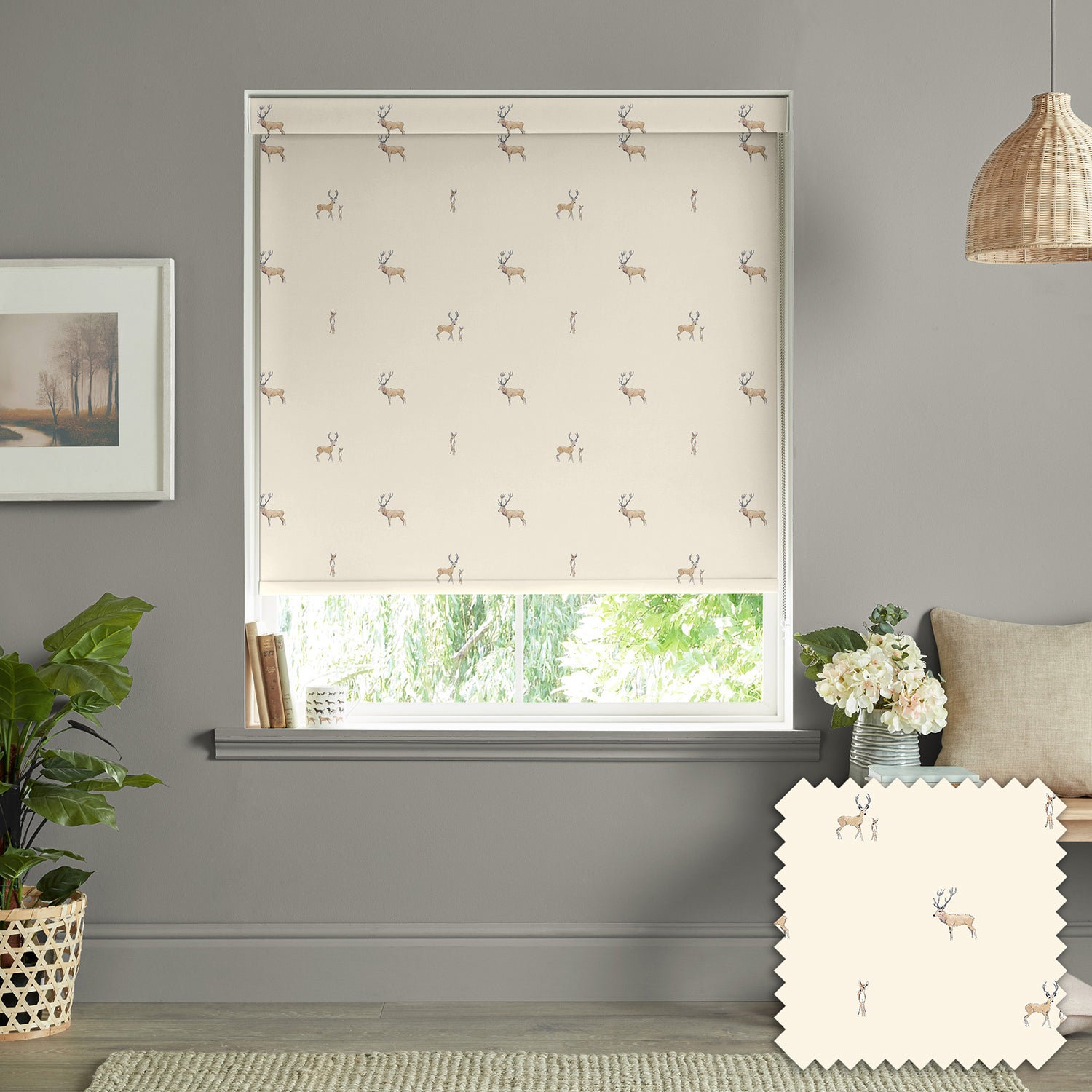 Stags Natural Made to Measure Roller Blind by Sophie Allport
