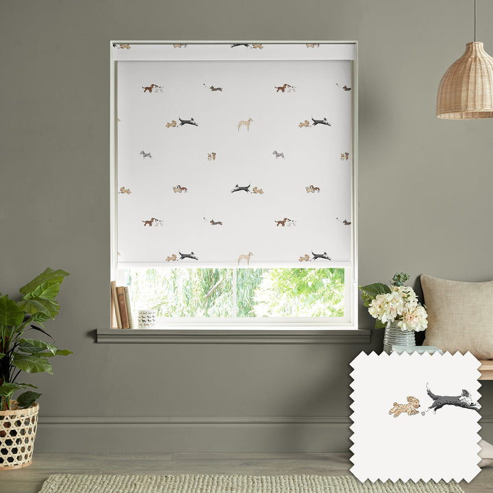 Doggy Daycare Off White Made to Measure Roller Blind by Sophie Allport