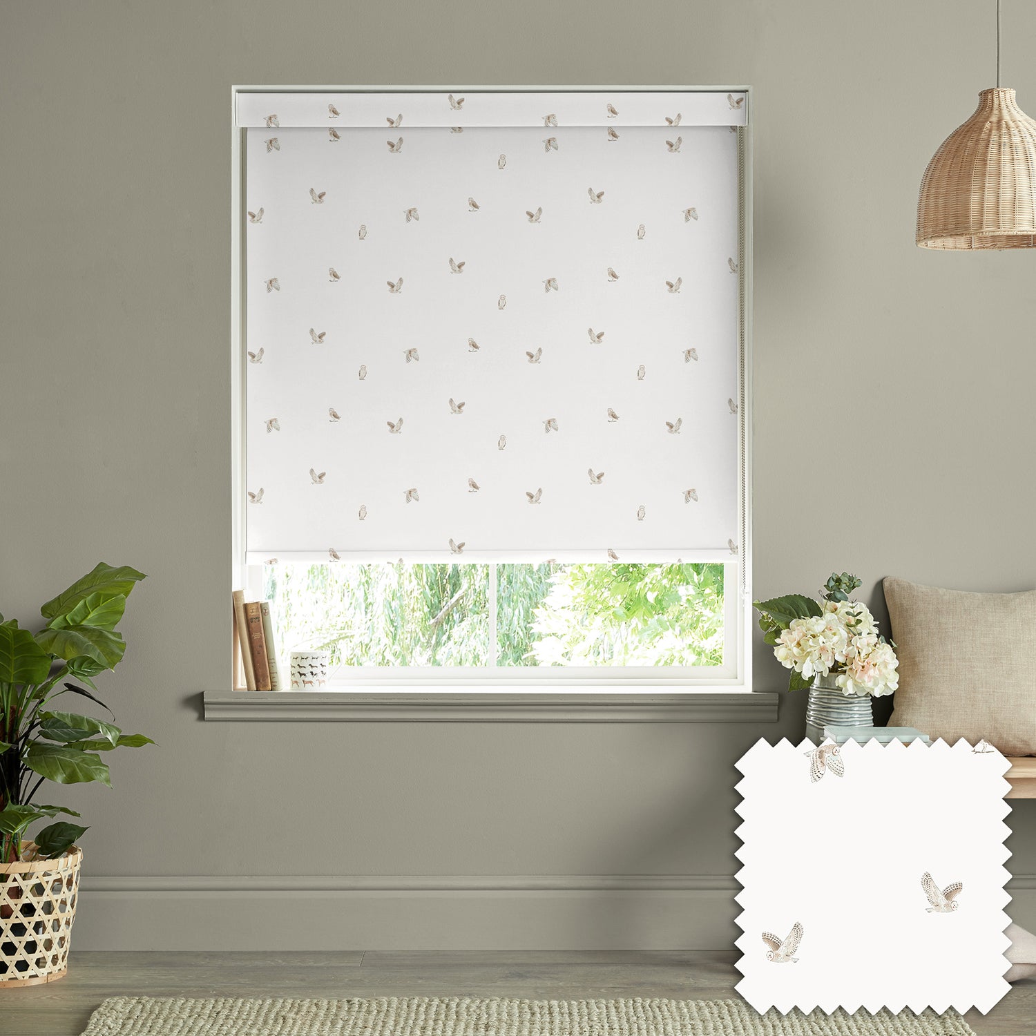 Owls Off White Made to Measure Roller Blind by Sophie Allport