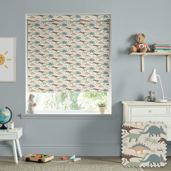 Dinosaurs Camouflage Khaki Made to Measure Roller Blind by Sophie Allport