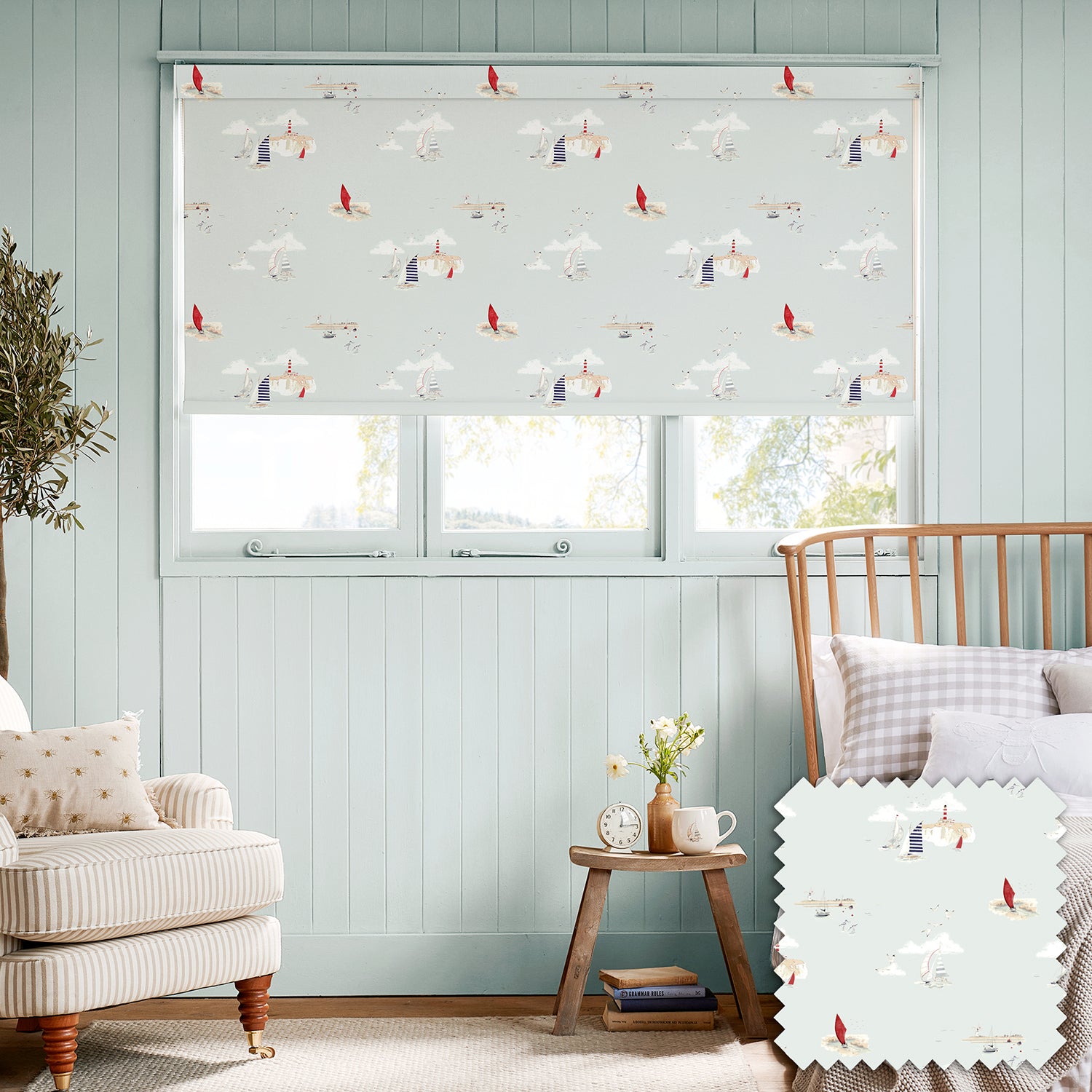 Coastal Boats Blue Made to Measure Roller Blind